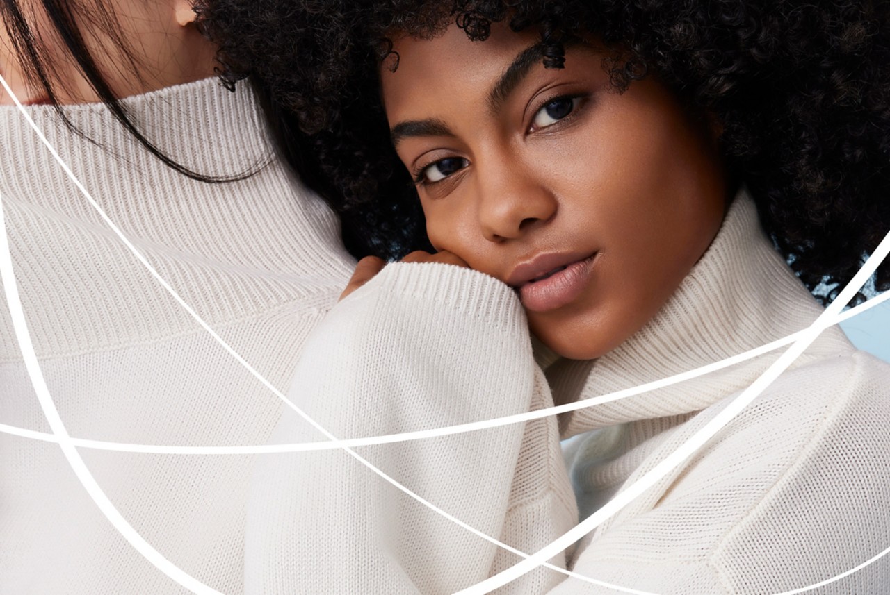model wearing Naia sustainable fabrics. 